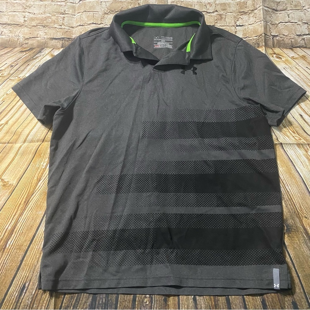 Under Armour Gray Black Loose Fit Polo Shirt